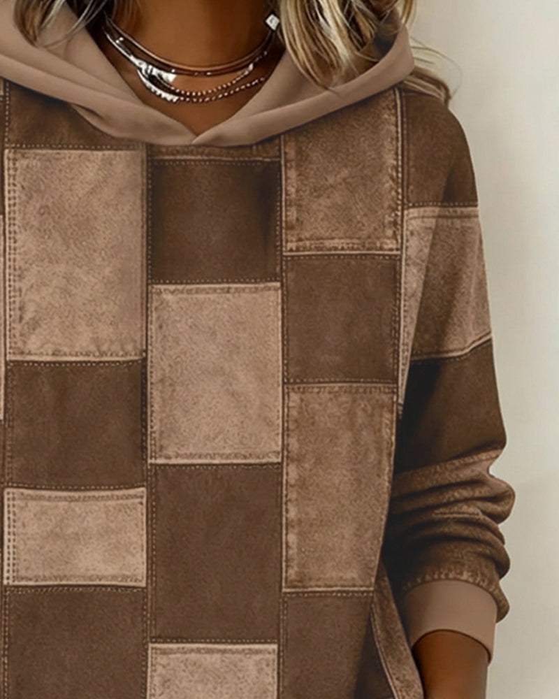 Damen Karierter Baumwoll-Hoodie für Herbst (10)