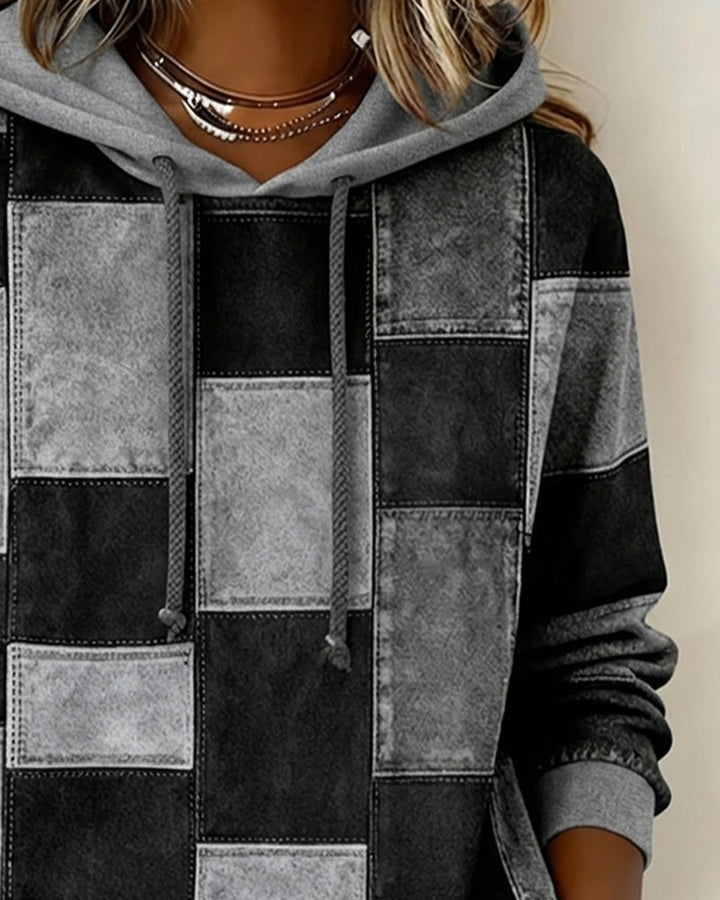 Damen Karierter Baumwoll-Hoodie für Herbst (6)