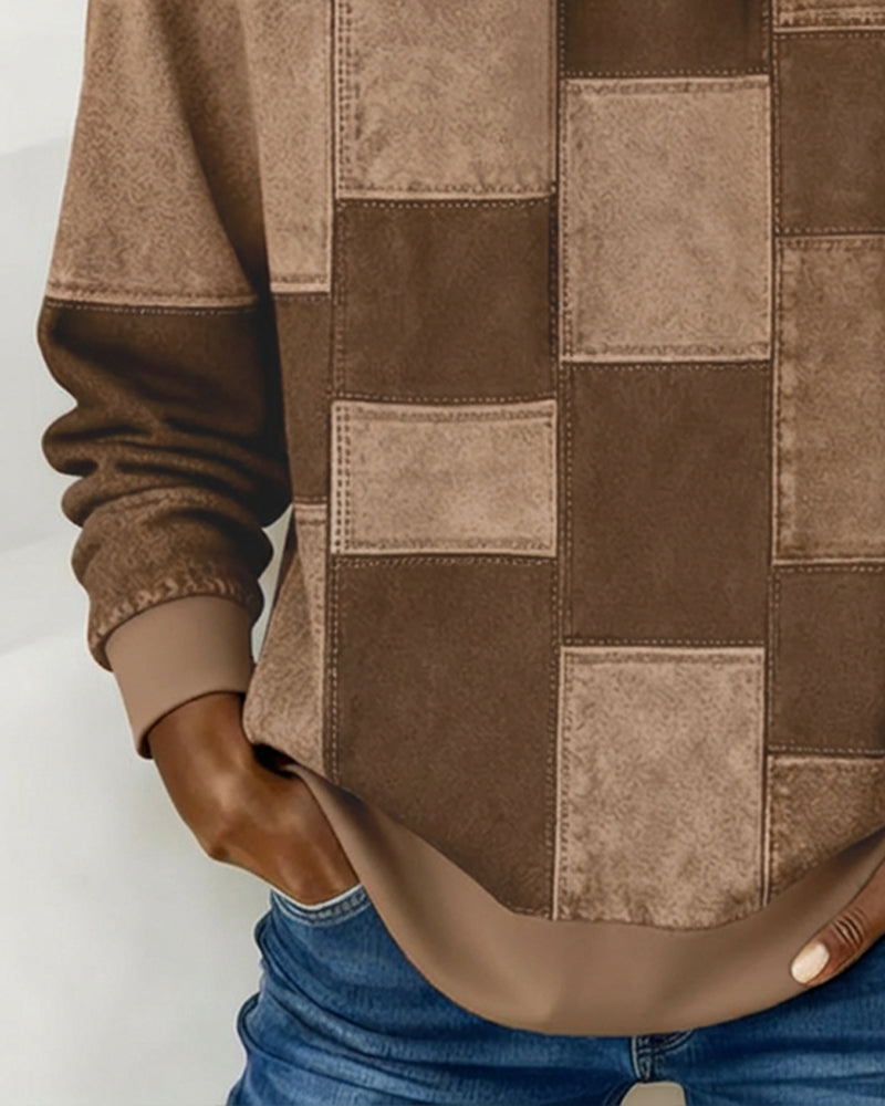 Damen Karierter Baumwoll-Hoodie für Herbst (9)
