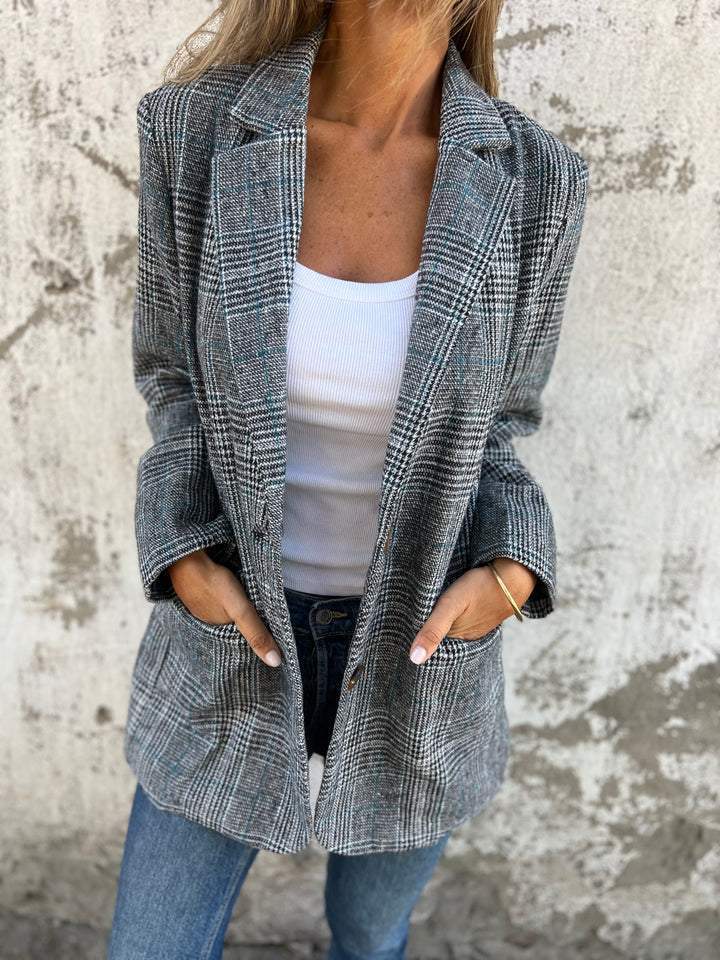 Damen Karo-Jacke aus Baumwolle für Herbst (3)
