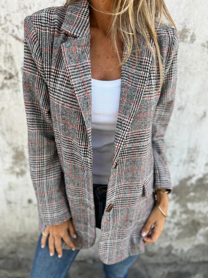Damen Karo-Jacke aus Baumwolle für Herbst (5)