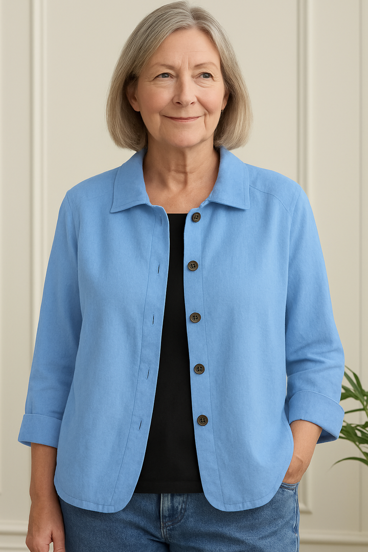 Damen Klassische leichte Baumwoll-Leinen Strickjacke