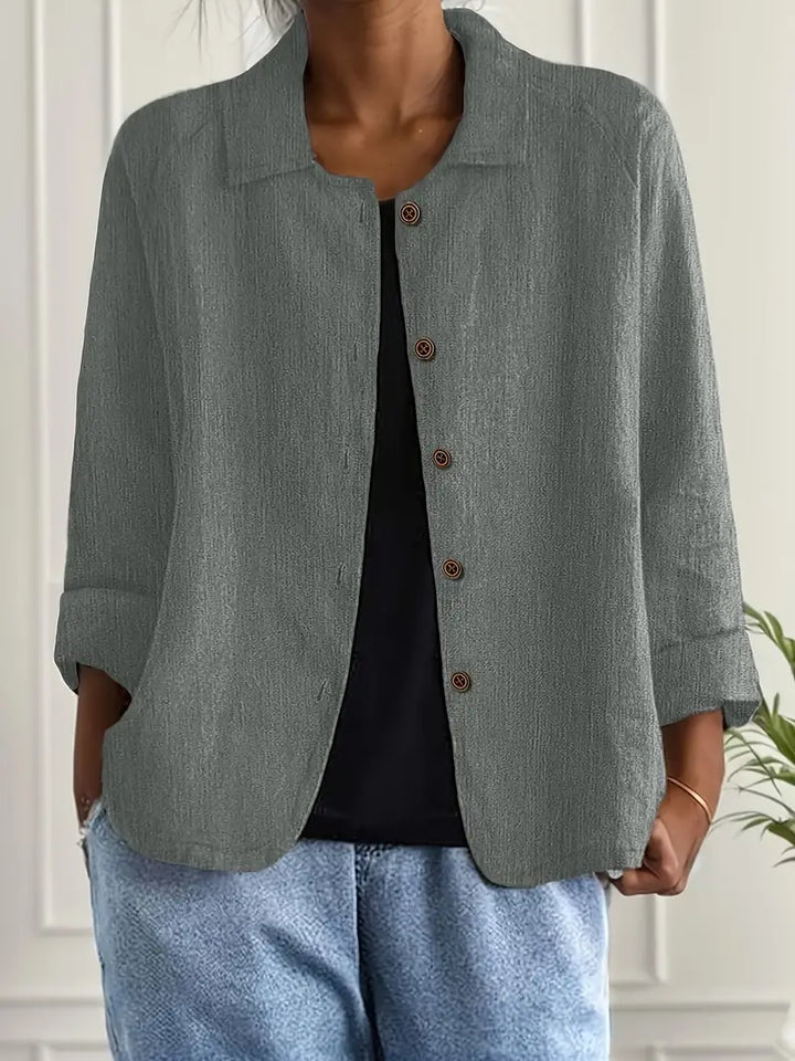 Damen Klassische leichte Baumwoll-Leinen Strickjacke (2)