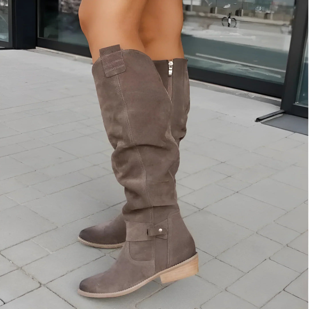 Damen Klassische Premium Lederstiefel in Braun