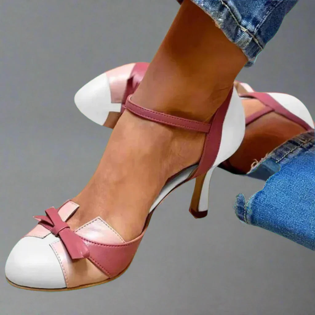 Damen Klassische Pumps mit Schleife in Weiß