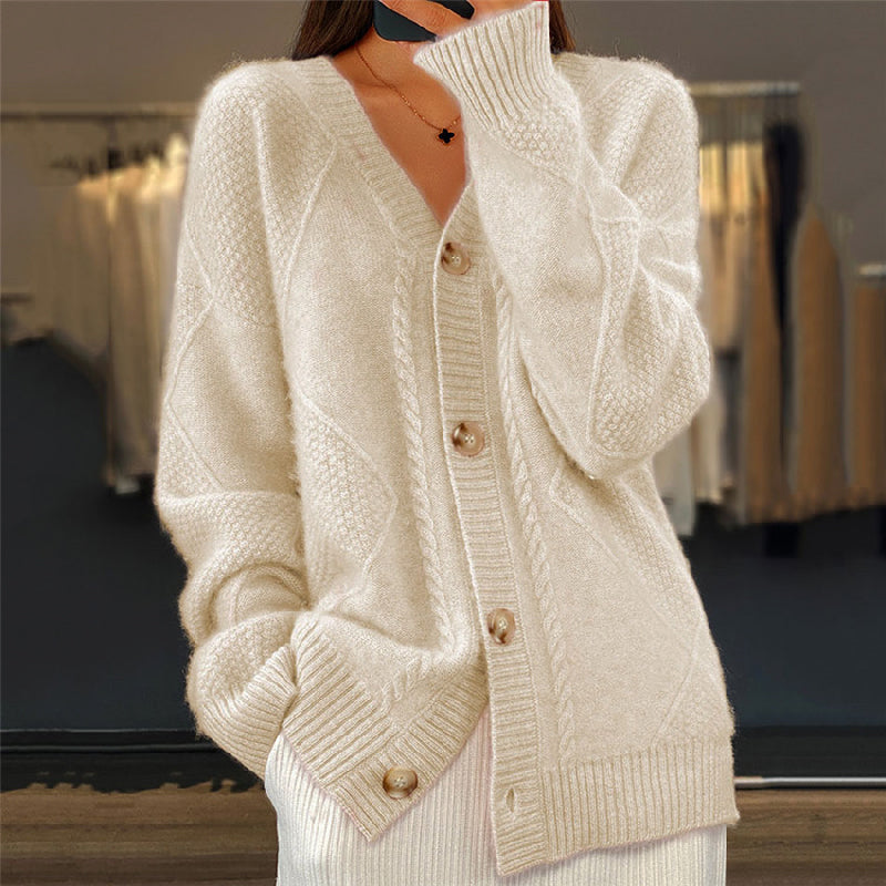 Damen Klassische Strickjacke für den Alltag in Beige