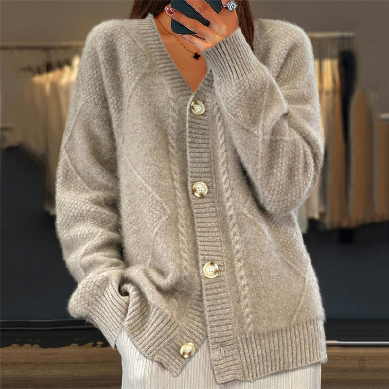 Damen Klassische Strickjacke für den Alltag in Grau