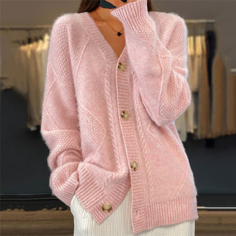 Damen Klassische Strickjacke für den Alltag in Rosa