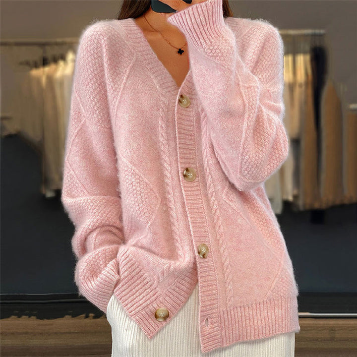 Damen Klassische Strickjacke für den Alltag in Rosa