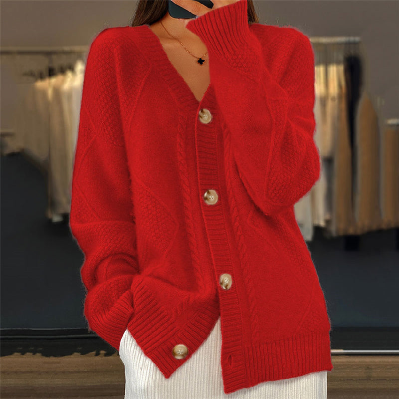 Damen Klassische Strickjacke für den Alltag in Rot