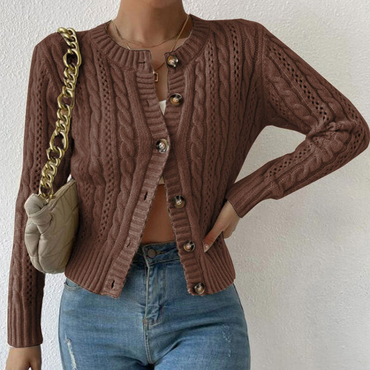 Damen Klassische Strickjacke für kalte Tage in Braun