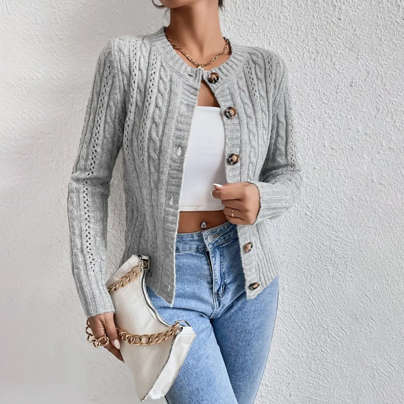 Damen Klassische Strickjacke für kalte Tage in Grau