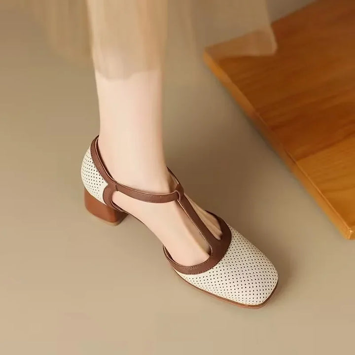Damen Klassische T-Riemen Schuhe mit Blockabsatz (3)