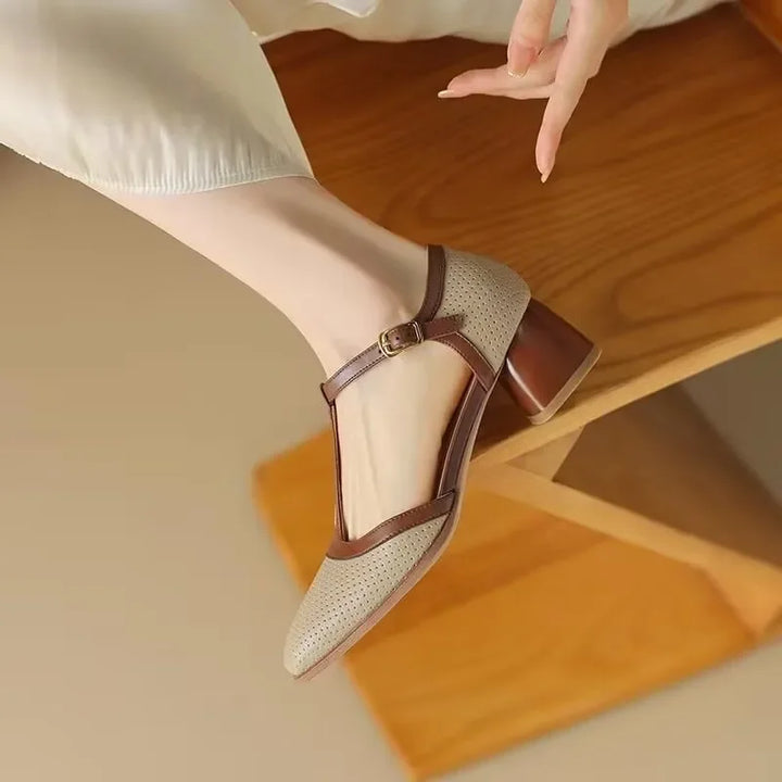 Damen Klassische T-Riemen Schuhe mit Blockabsatz (4)