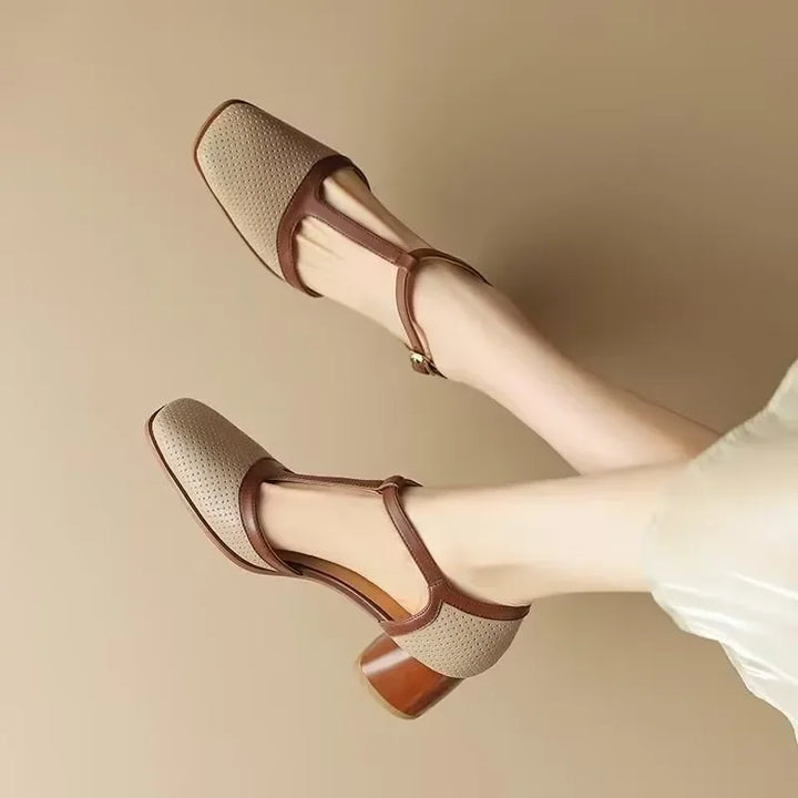 Damen Klassische T-Riemen Schuhe mit Blockabsatz (5)