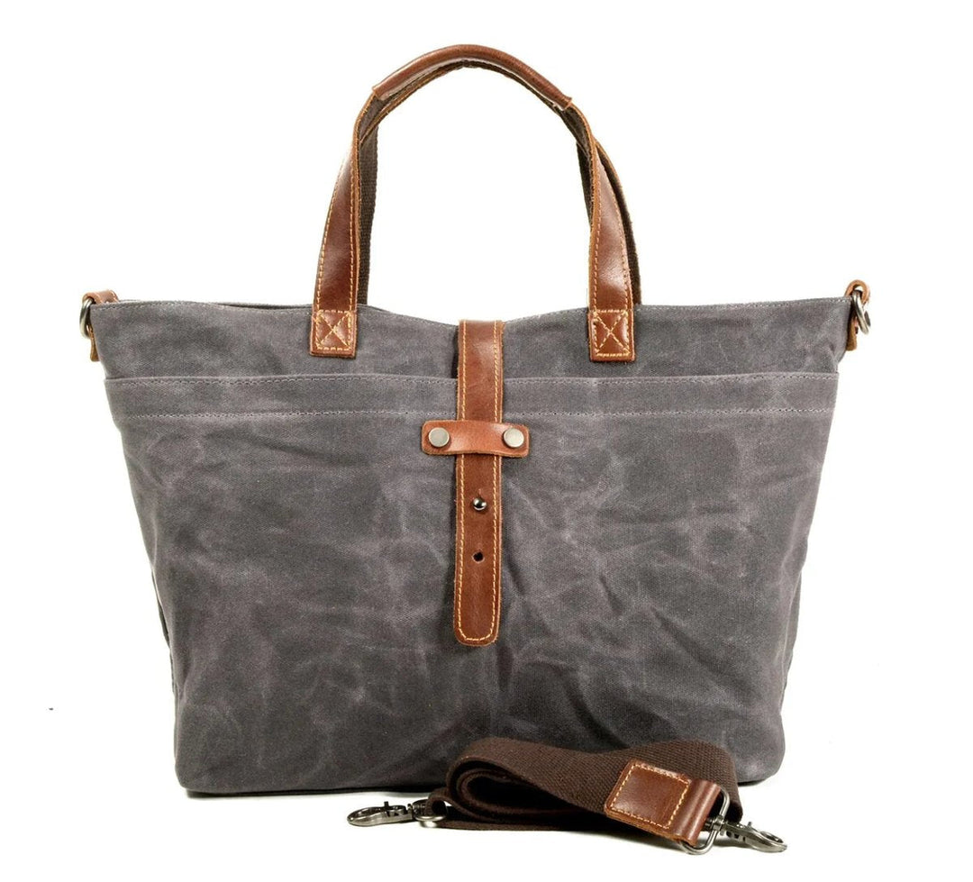 Damen Klassische Wasserfeste Canvas-Tragetasche mit Leder-Trim (6)