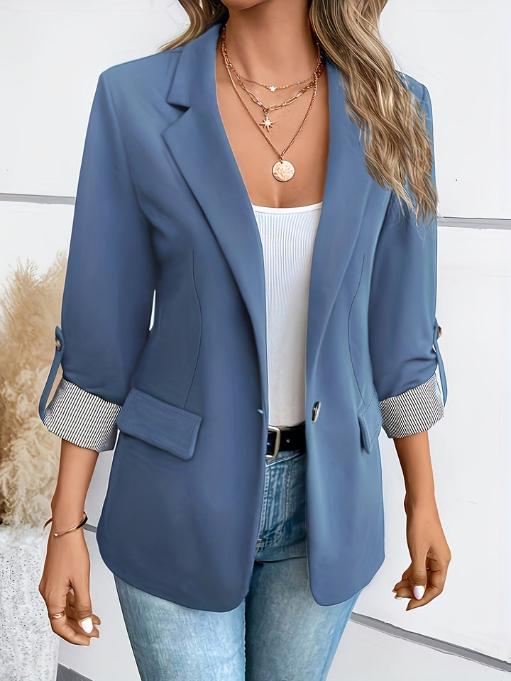Damen Klassischer Eleganter Blazer in Dunstblau