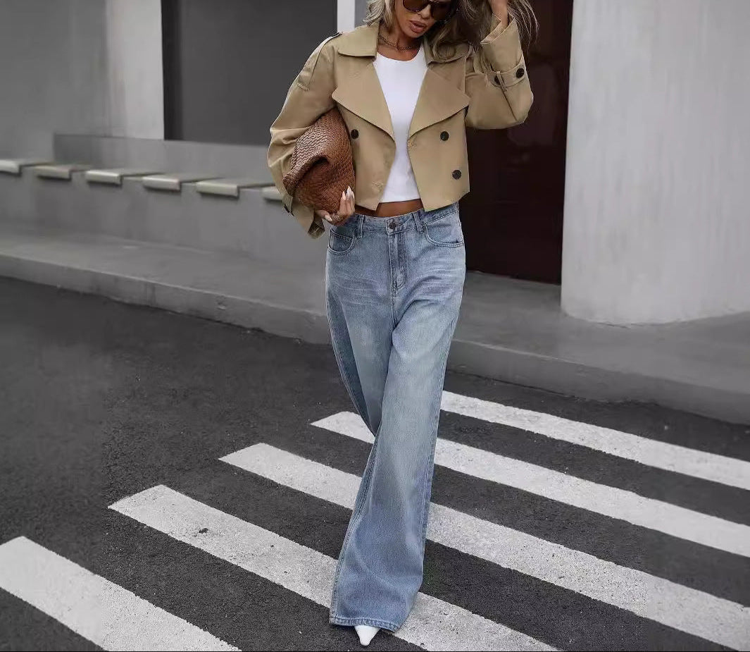 Damen Klassischer kurzer Trenchcoat für Business