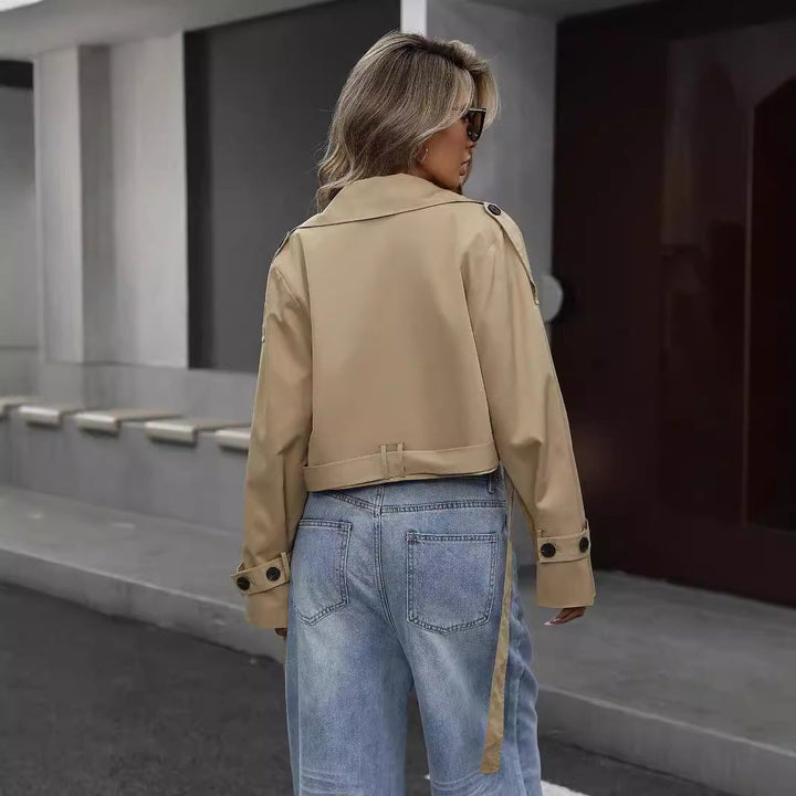 Damen Klassischer kurzer Trenchcoat für Business (2)