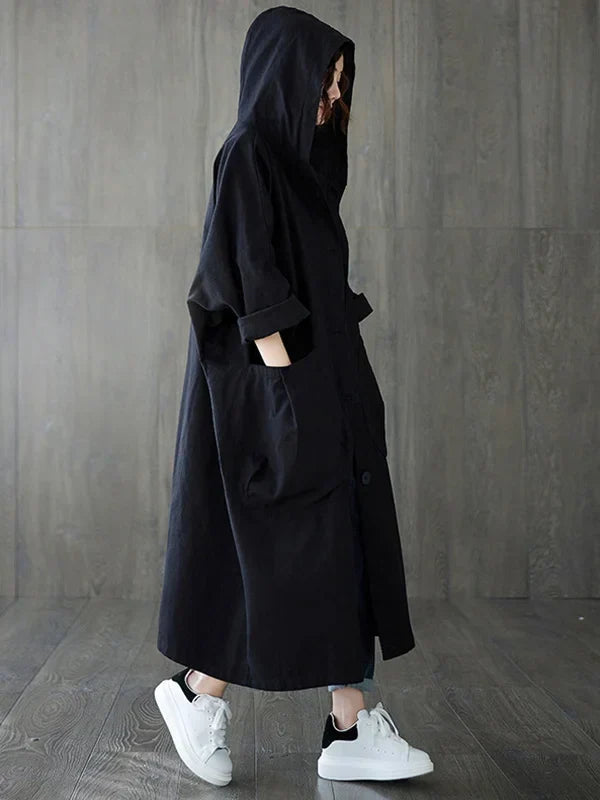 Damen Klassischer Langer Wasserfester Trenchcoat (4)