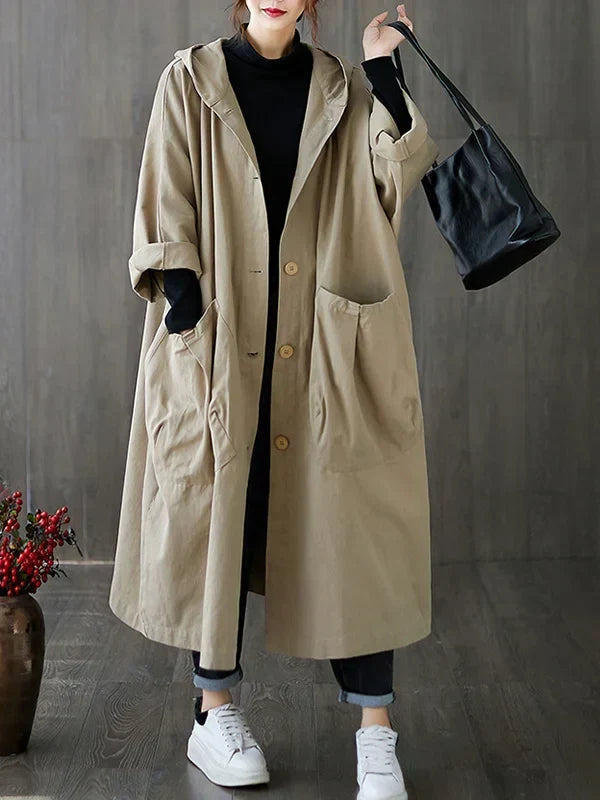 Damen Klassischer Langer Wasserfester Trenchcoat (6)