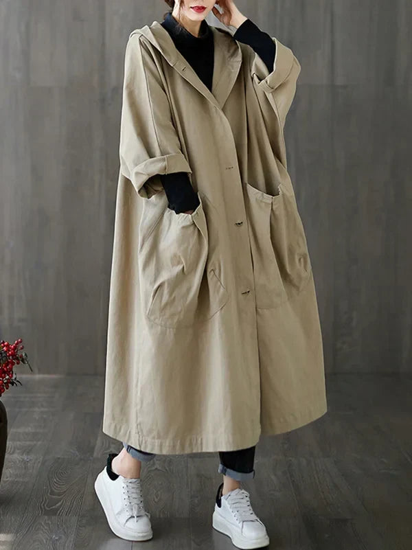 Damen Klassischer Langer Wasserfester Trenchcoat (7)