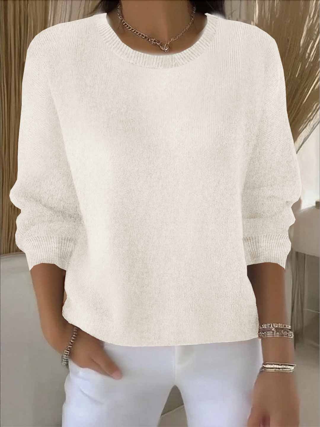 Damen Klassischer Strick-Pullover für den Winter in Aprikose