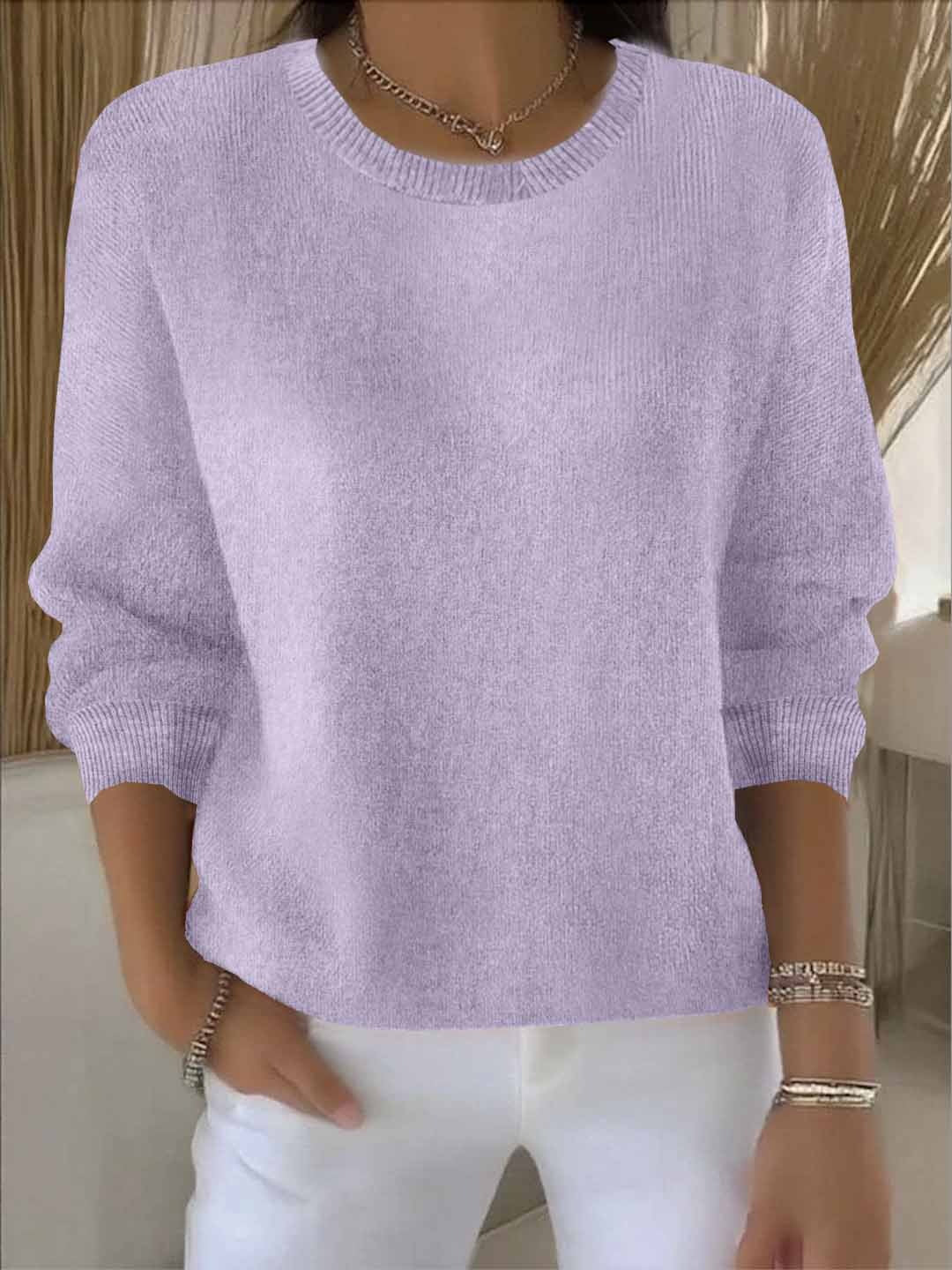 Damen Klassischer Strick-Pullover für den Winter in Hellviolett