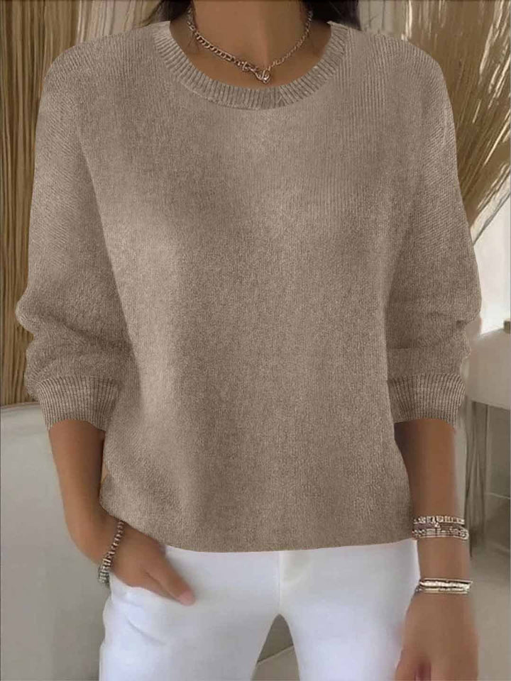 Damen Klassischer Strick-Pullover für den Winter in Khaki