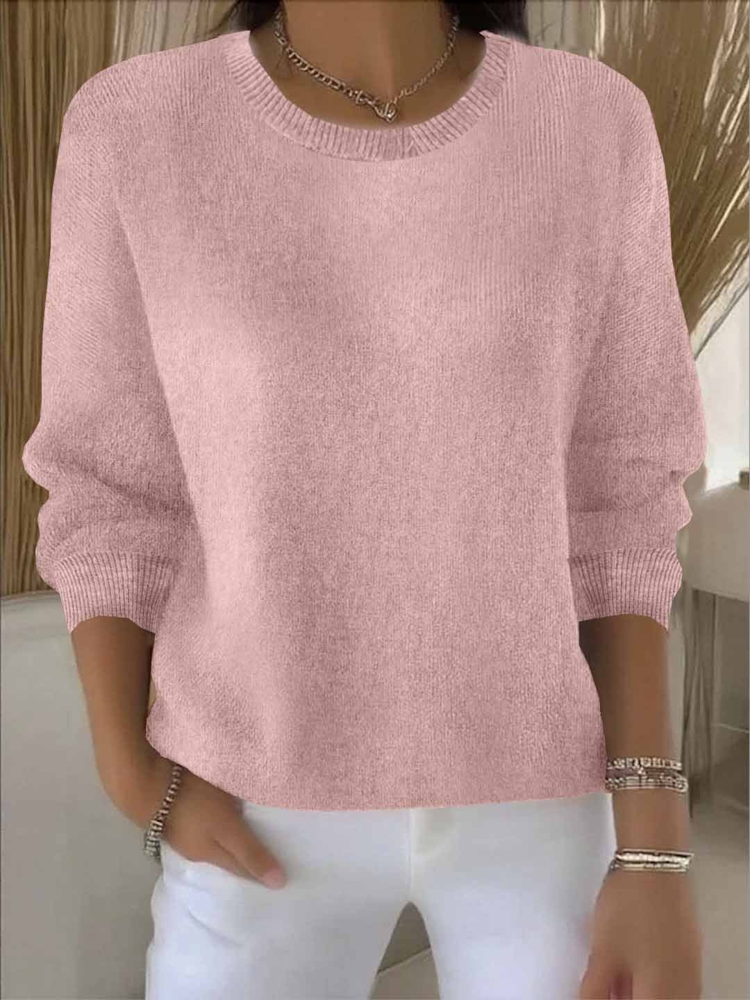 Damen Klassischer Strick-Pullover für den Winter in Rosa