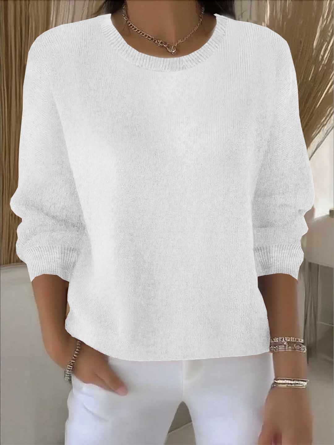 Damen Klassischer Strick-Pullover für den Winter in Weiß