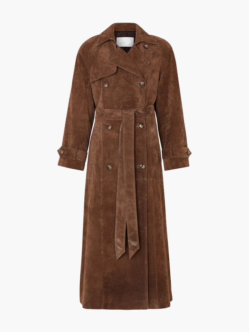 Damen Klassischer Trenchcoat aus feinem Wildleder (5)