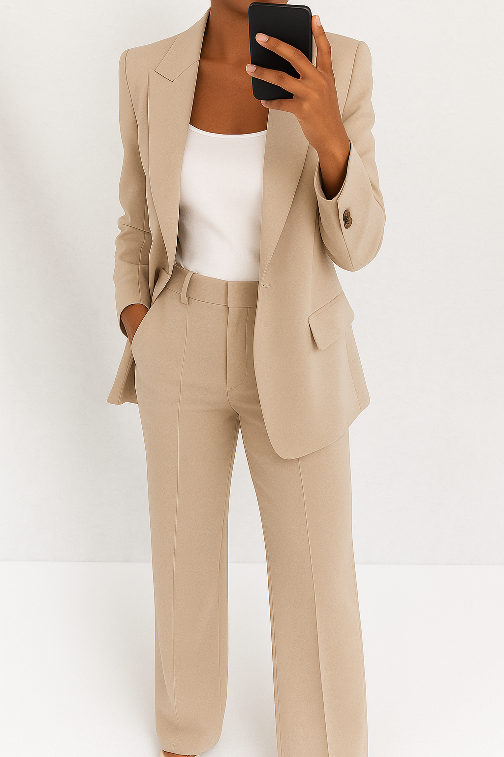 Damen Klassisches Tailored Business Set in Beige