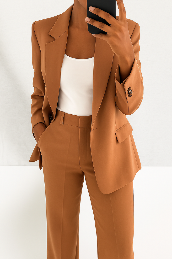 Damen Klassisches Tailored Business Set in Braun