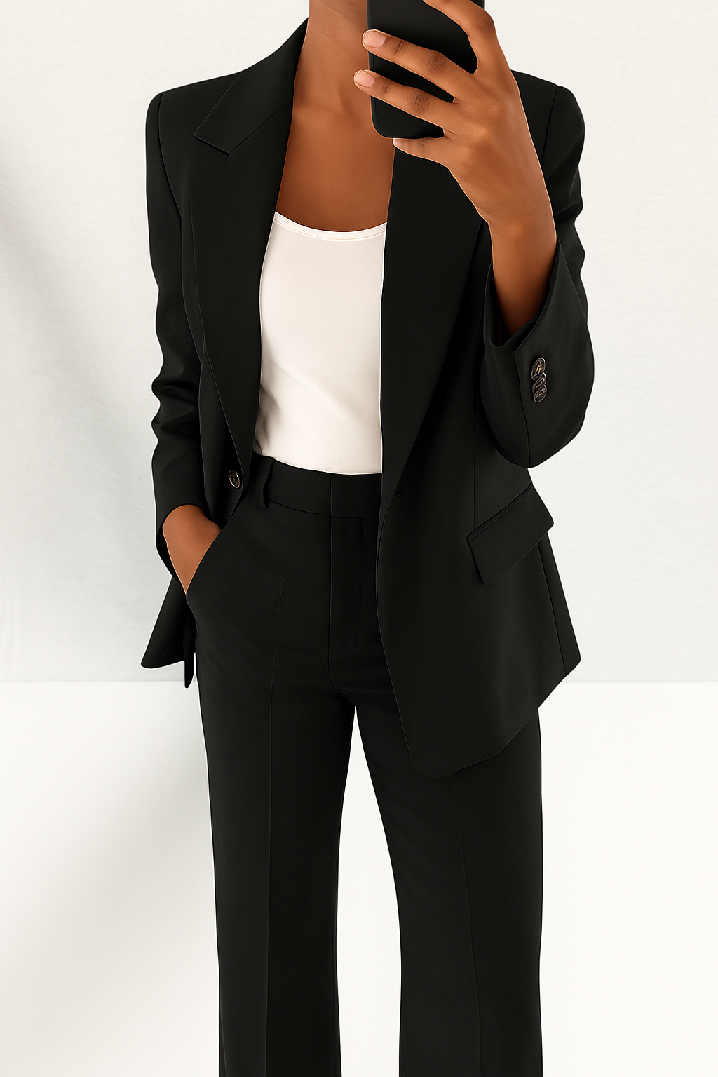 Damen Klassisches Tailored Business Set in Schwarz