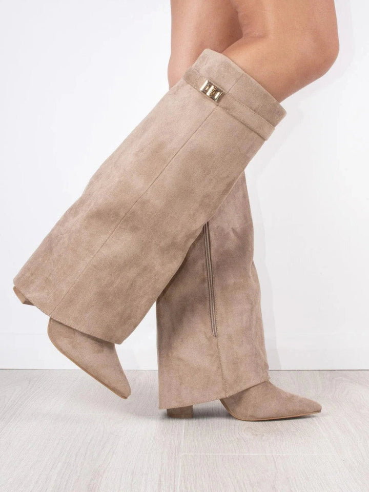 Damen Kniehohe Stiefel für Alltag und Abend in Beige