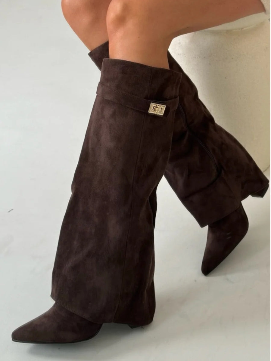 Damen Kniehohe Stiefel für Alltag und Abend in Braun