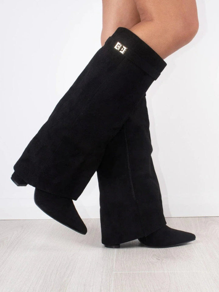 Damen Kniehohe Stiefel für Alltag und Abend in Schwarz