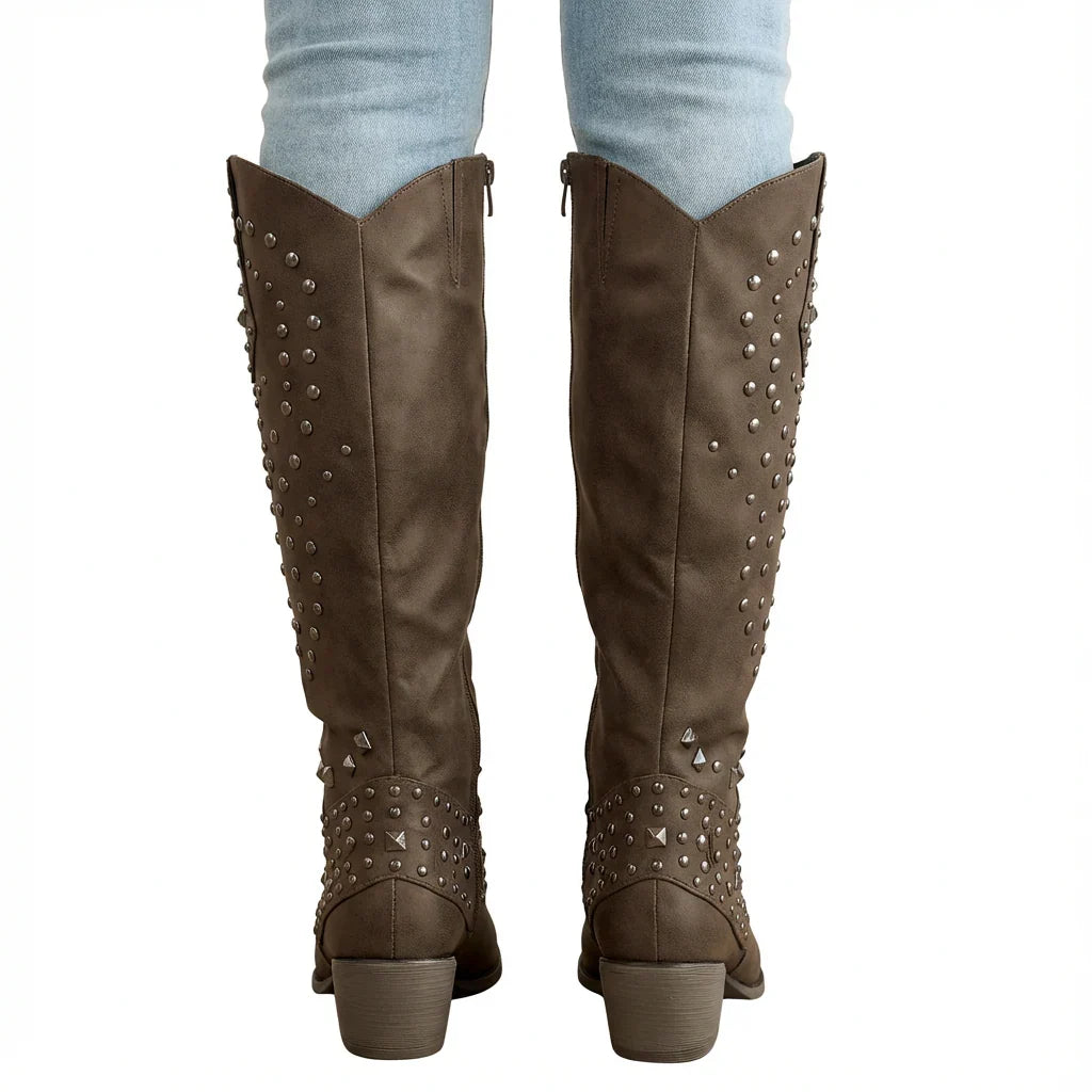 Damen Kniehohe Stiefel im Western-Stil (5)