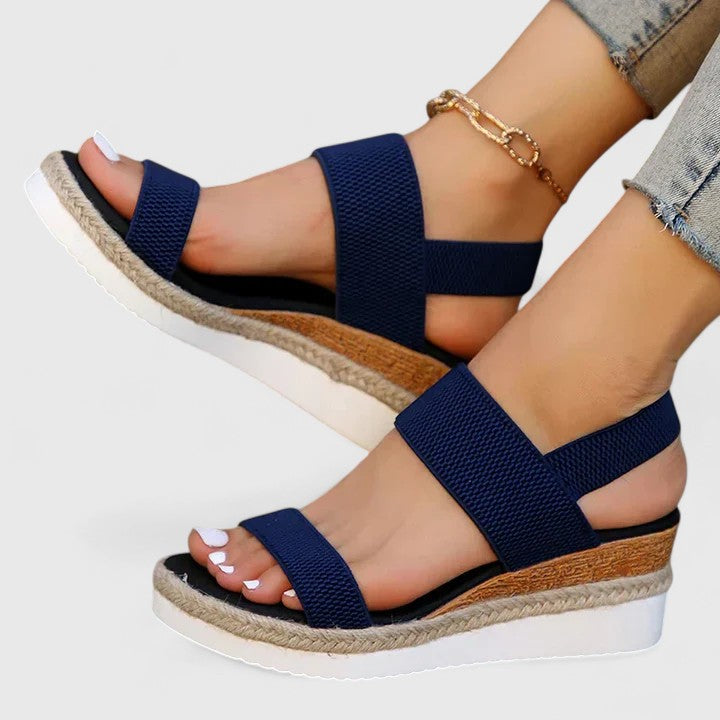 Damen Komfort Plateau Sandalen in Blau