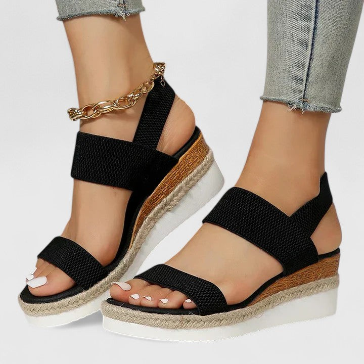 Damen Komfort Plateau Sandalen in Schwarz