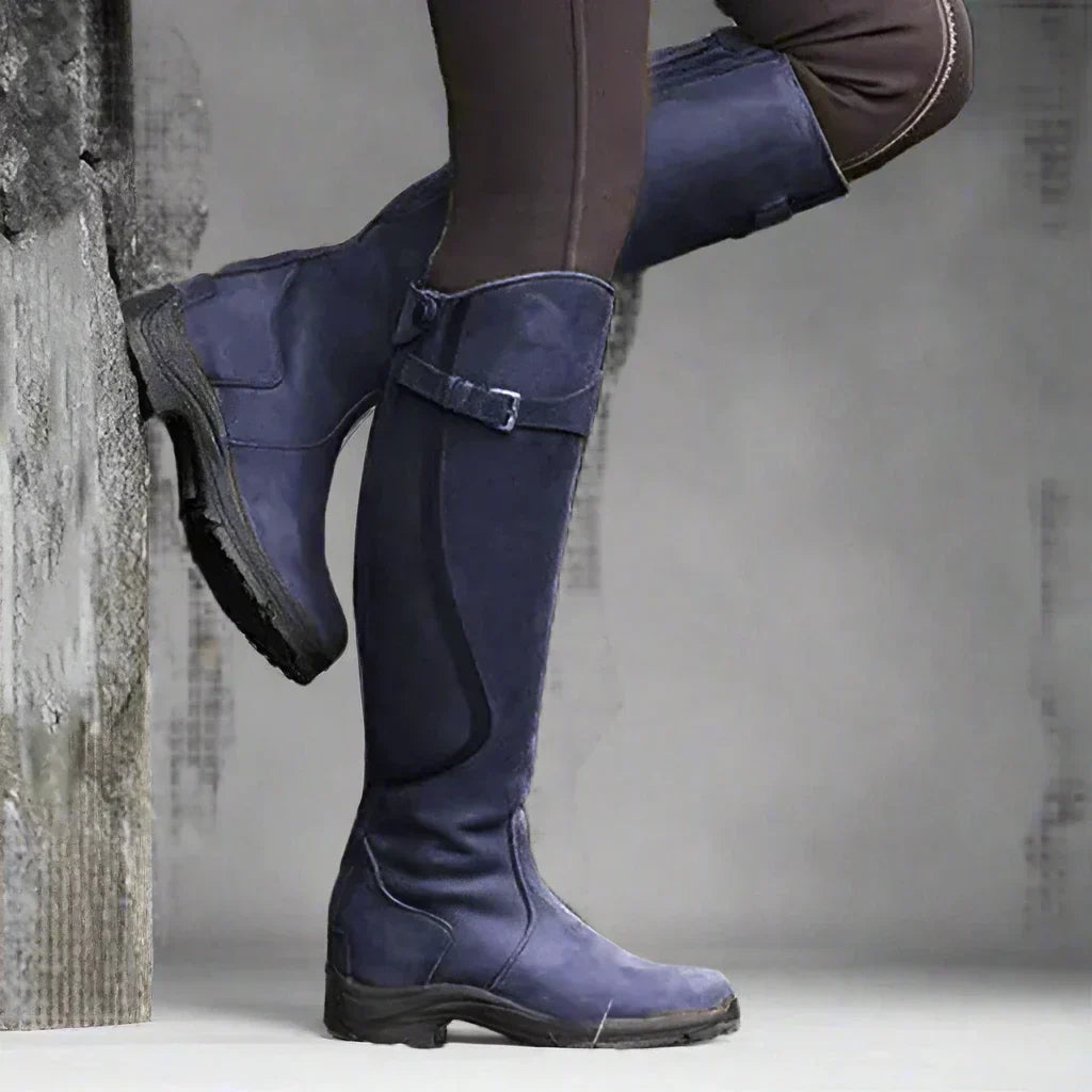 Damen Komfortable Kniehohe Reitstiefel für Herbst in Lila