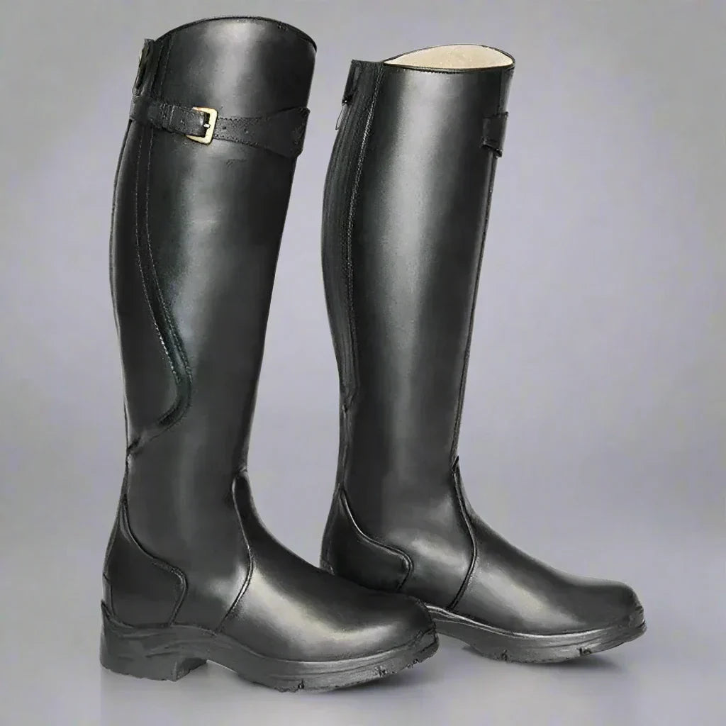 Damen Komfortable Kniehohe Reitstiefel für Herbst in Schwarz