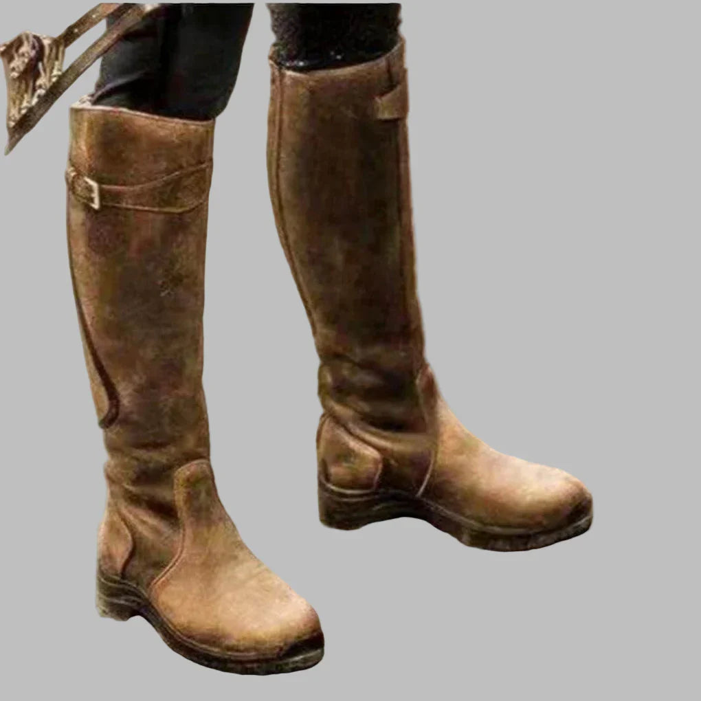 Damen Komfortable Leder Stiefel für das Herbstoutfit in Braun