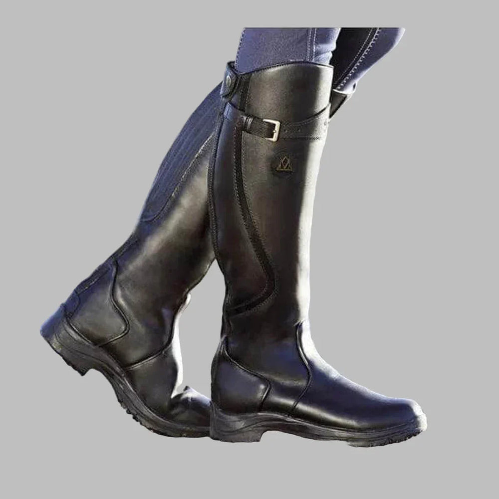 Damen Komfortable Leder Stiefel für das Herbstoutfit in Schwarz