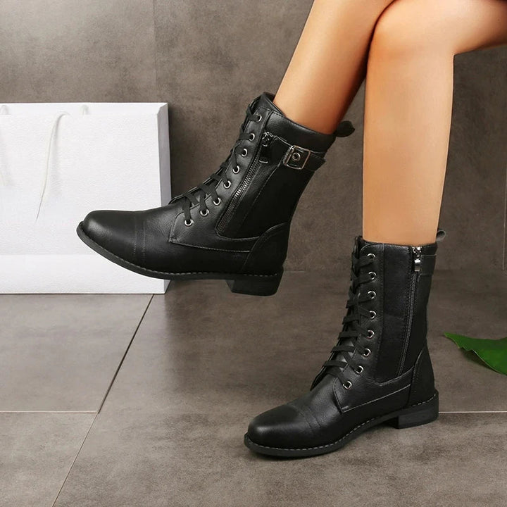 Damen Kunstleder Knöchelstiefel zum Alltag (4)