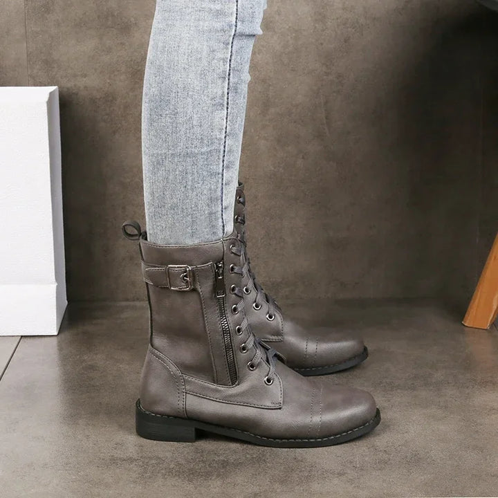 Damen Kunstleder Knöchelstiefel zum Alltag (6)