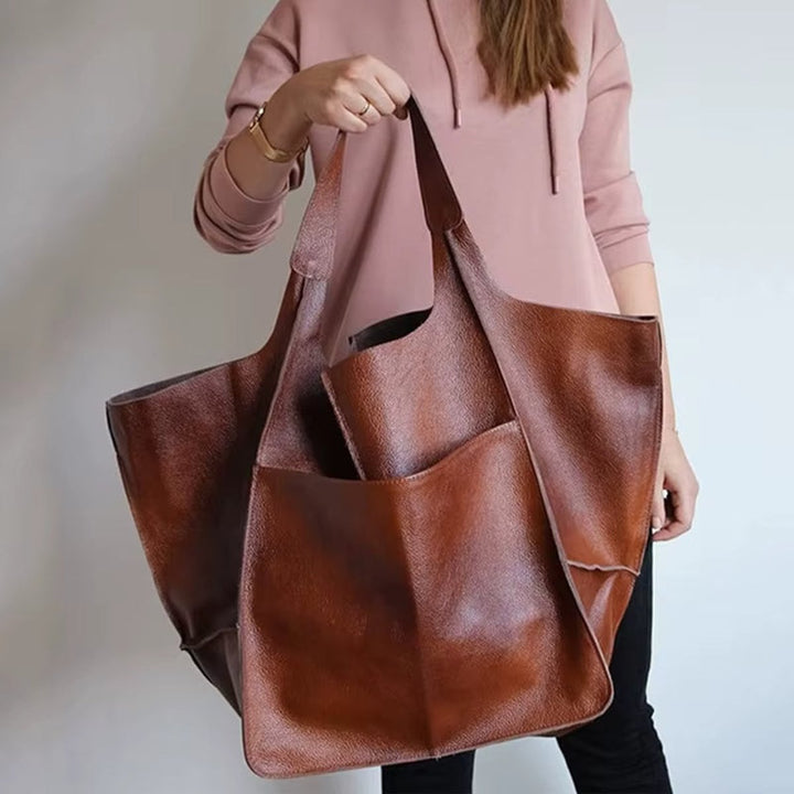Damen Kunstleder Strukturierte Oversize-Tasche mit Magnetverschluss (10)