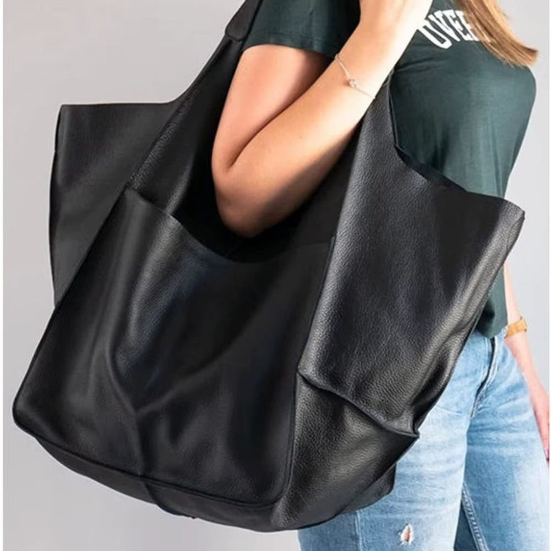 Damen Kunstleder Strukturierte Oversize-Tasche mit Magnetverschluss (12)