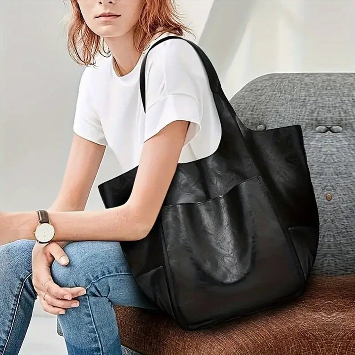 Damen Kunstleder Strukturierte Oversize-Tasche mit Magnetverschluss (13)